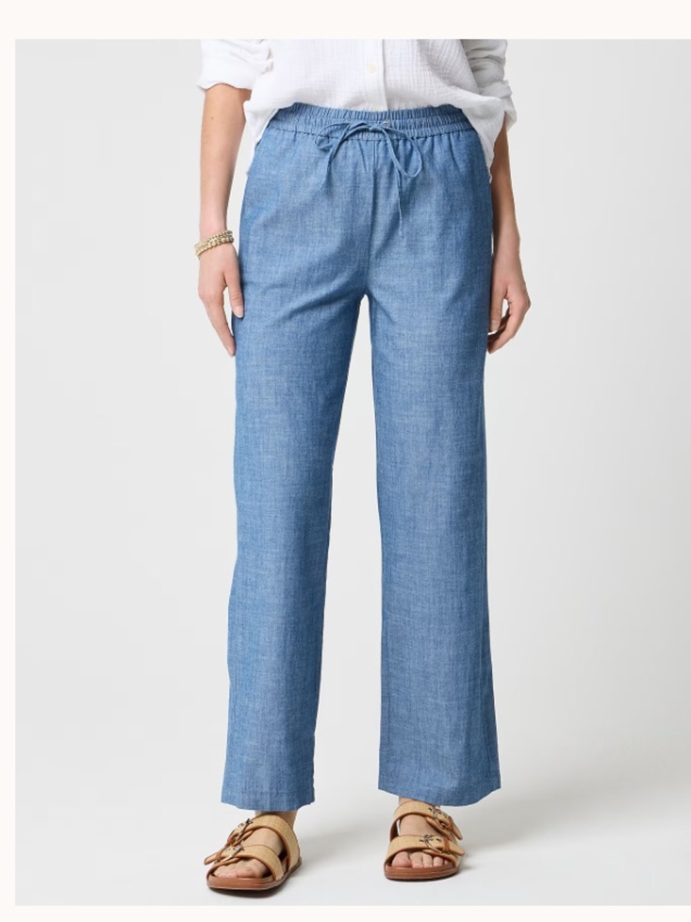 J CREW Chambray Slim Wide-Leg Drawstring Pant Size 12